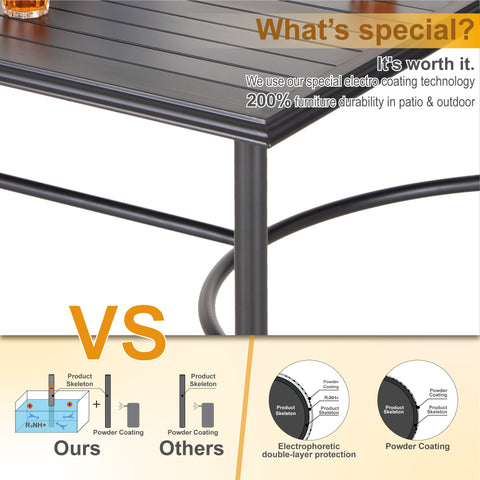 7-Piece Patio Dining Set Bowed-bar Table & Textilene Foldable Chairs
