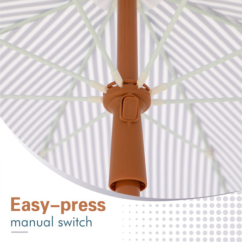 7ft Auto-Tilt Beach Tassel Umbrella With Handy Carry Bags