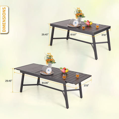 9/7-Piece Patio Dining Sets Reinforced Extendable Table & Thick-Cushion Swivel Chairs