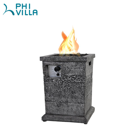 18 inch, 30000BTU Outdoor Square Terrafab Gas Fire Column with Waterproof Cover and Touch-up Pen