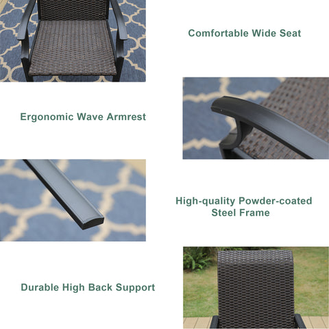 Rattan Metal Patio Dining Chairs, Set of 2