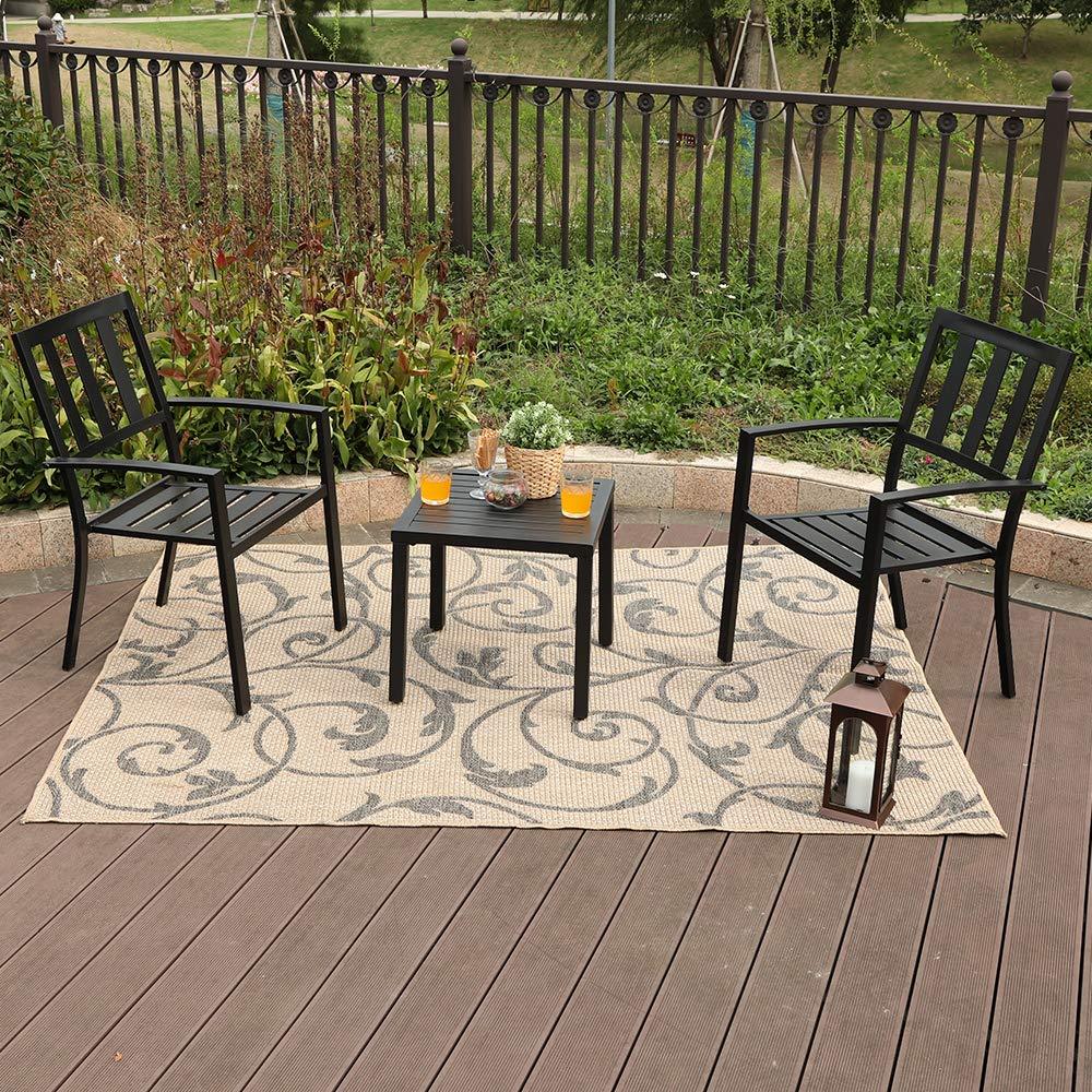 Side Table & 2 Stackable Chairs 3-Piece Outdoor Bistro Set
