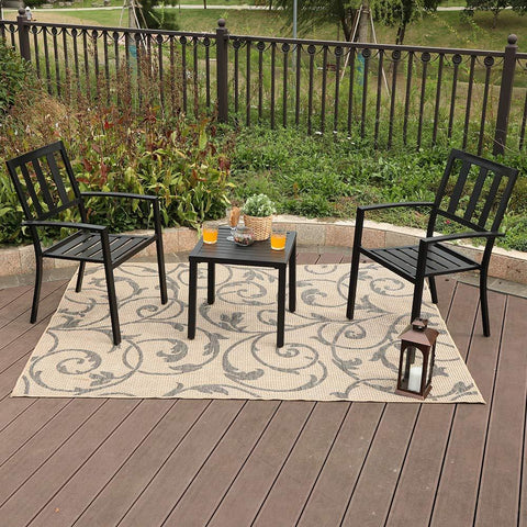 Side Table & 2 Stackable Chairs 3-Piece Outdoor Bistro Set