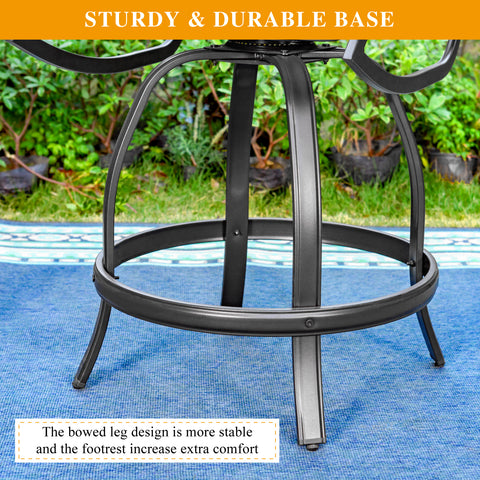 Outdoor Bar Stool Sets Swivel Textilene Bar Stools with Reinforced Base & Geometrically-stamped High Bar Table