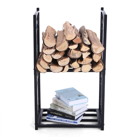 PHI VILLA Double-layer Firewood Rack with Iarge Storage Space