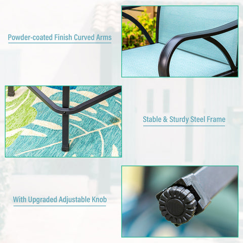7-Piece Patio Bar Stool Set Aqua Textilene Swivel Stools