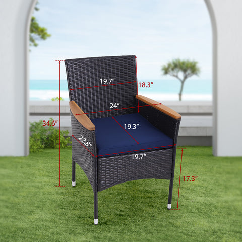 Square Table & Rattan Cushioned Dining Chairs 5-Piece Outdoor Dining Set