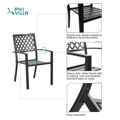 Side Table & 2 Stackable Chairs 3-Piece Outdoor Bistro Set