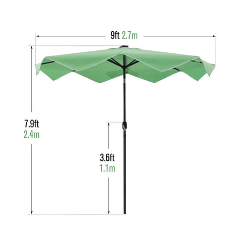 9/10ft Auto-Tilt LED Solar Lights Market Patio Umbrella with Ruffles