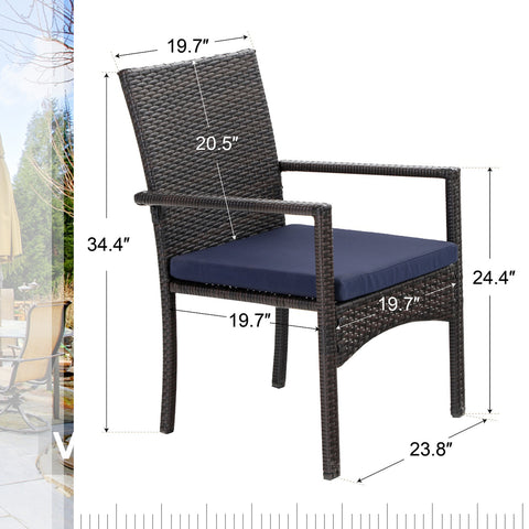 9-Piece Patio Dining Set Extra Large Square Table & Cushioned Rattan Fixed Chairs
