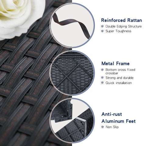 Rattan Wicker DIY Sofa & 45" x 23" Leather Grain Gas Fire Pit Table 50,000 BTU Sectional Sets