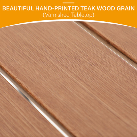 36 x 36 Hand-painted Teak-grain Square Patio High Bar Table