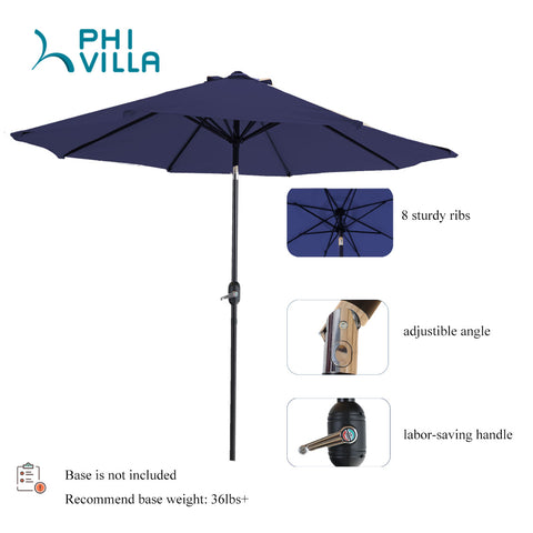 Manual-tilted Outdoor Patio Umbrella with Crank Handle
