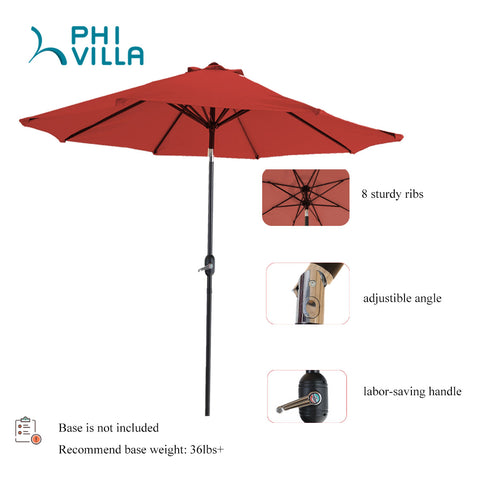 Manual-tilted Outdoor Patio Umbrella with Crank Handle
