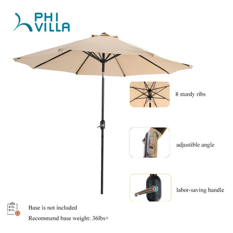 Manual-tilted Outdoor Patio Umbrella with Crank Handle