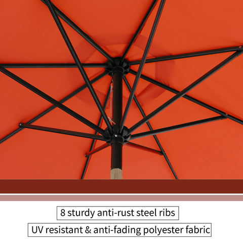Manual-tilted Outdoor Patio Umbrella with Crank Handle