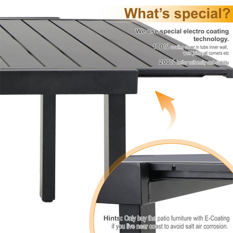 Adjustable Patio Table and Cushioned Swivel Chairs Large Metal Outdoor Patio Dining Sets