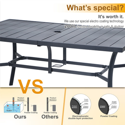 7-Piece Steel Panel Table and 6 Swivel Chairs Outdoor Patio Dining Sets