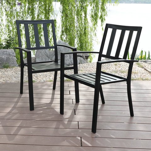 Side Table & 2 Stackable Chairs 3-Piece Outdoor Bistro Set
