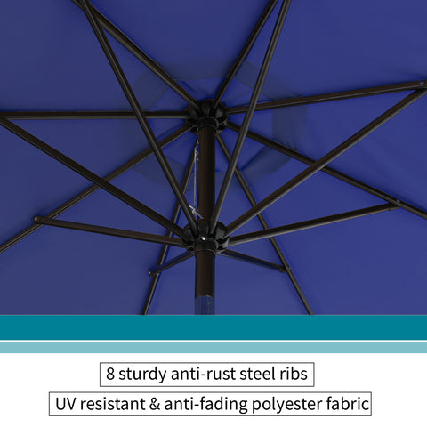 Manual-tilted Outdoor Patio Umbrella with Crank Handle