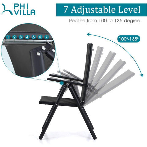 Extendable Table & Textilene Reclining Chair Patio Dining Set