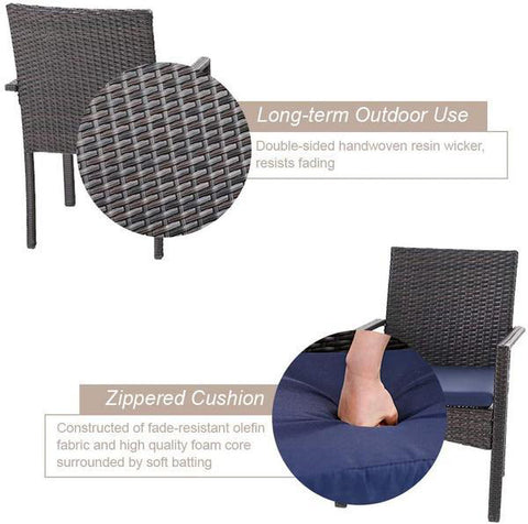 Round Table & Rattan Cushioned Dining Chairs 5-Piece Outdoor Dining Set