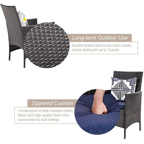 Rattan Steel Cushioned Patio Chairs, Outdoor Chairs, Set of 2