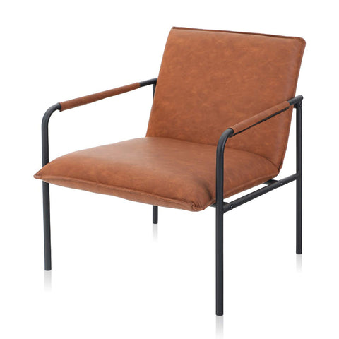 PHI VILLA Middle Back Accent Living Room Lounge Sofa Chair with Metal Legs, Brown