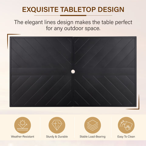 7-Piece Patio Dining Set Embossed Table & Cushioned Rattan Fixed Chairs