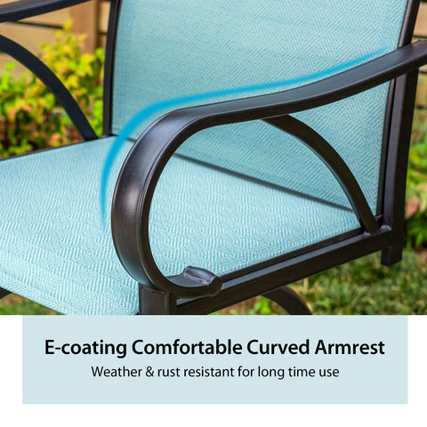 7-Piece Patio Bar Stool Set Aqua Textilene Swivel Stools