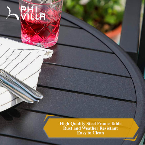 3-Piece Patio Bistro Set Small Round Tea Table & Textilene Swivel Chairs