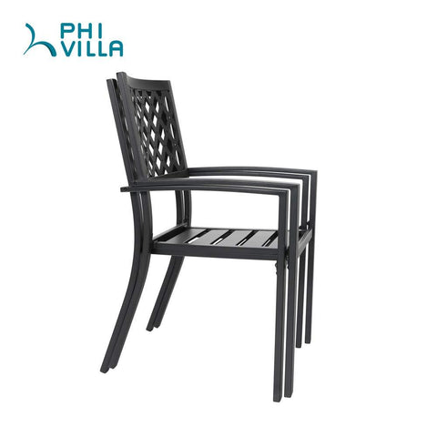 Side Table & 2 Stackable Chairs 3-Piece Outdoor Bistro Set