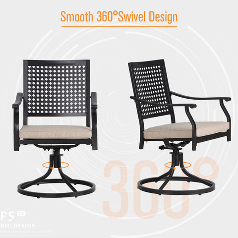 5-Piece Outdoor Dining Set Geometrically Stamped Round Table & Bull's Eye Pattern Dining Chairs