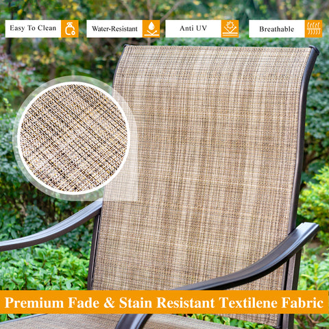 Outdoor Bar Stool Sets Swivel Textilene Bar Stools with Reinforced Base & Geometrically-stamped High Bar Table