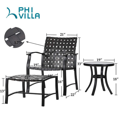 5-Piece Patio Conversation Set with Ottomans and Table
