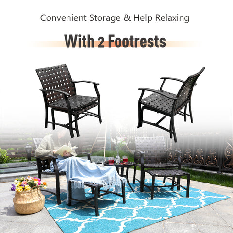 5-Piece Patio Conversation Set with Ottomans and Table