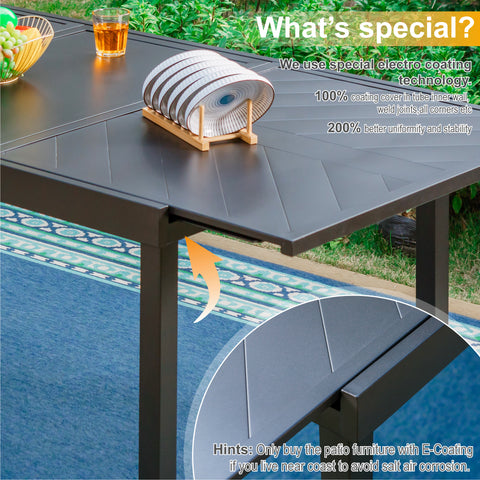 9/7-Piece Patio Dining Sets Extendable Table with Engraved Line &  Textilene Patio Swivel Chairs