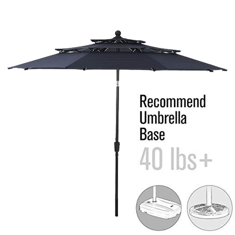 6-Piece Patio Dining Set with Umbrella Wood-look Table & Textilene Swivel Chairs