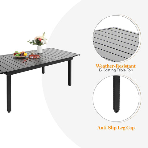 Adjustable Steel Table and Stackable Chairs Metal Outdoor Patio Dining Sets