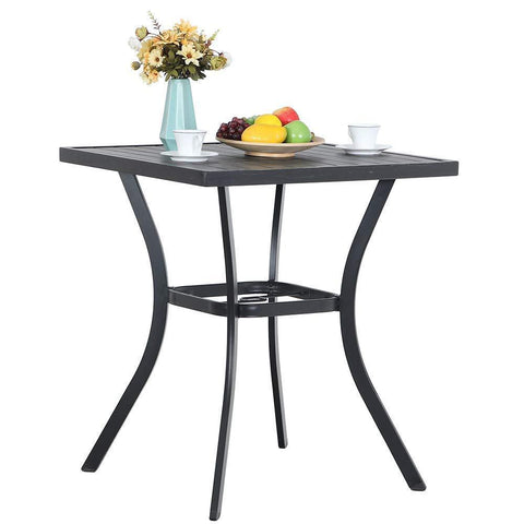 Outdoor Patio 31" Square Height Bar Table with Umbrella Hole - 36" Height Coating Old Craft