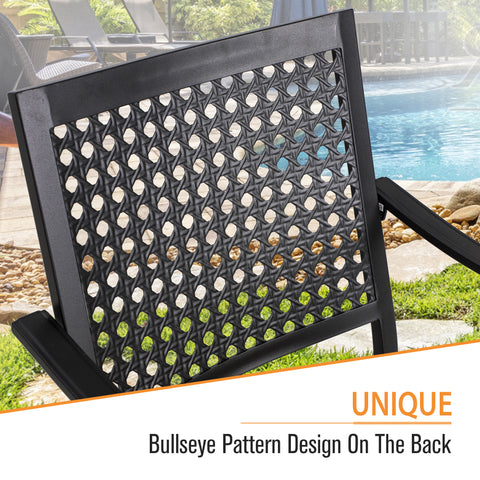 5-Piece Outdoor Dining Set Steel Square Table & Bull's Eye Pattern Dining Chairs