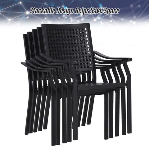 9/7-Piece Patio Dining Set Line-curved Extendable Table & Fixed Stackable Chairs