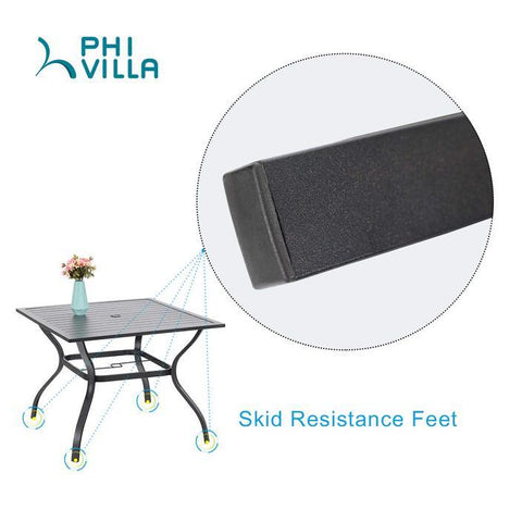 Square Table & Rattan Cushioned Dining Chairs 5-Piece Outdoor Dining Set
