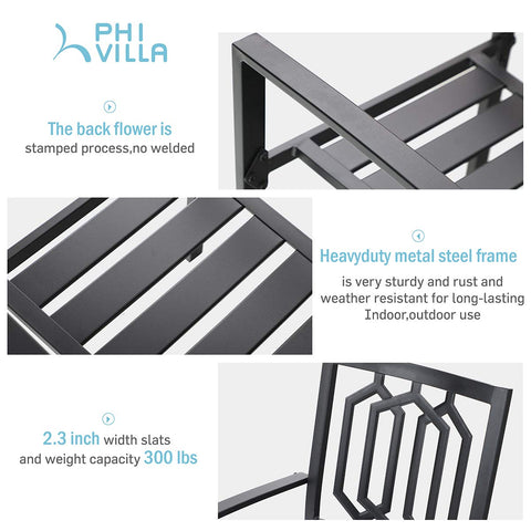 5-Piece Patio Dining Set Steel Square Table and Stackable Chair
