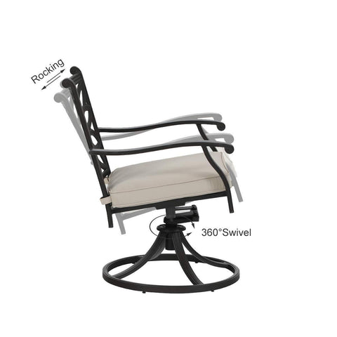 7-Piece Cast Aluminum Patio Dining Set Rectangle Table & Flower Back Chairs
