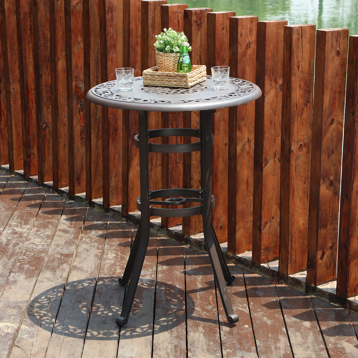 41" Height Cast Aluminum Patio Outdoor Pub High Round/Square Bar Table