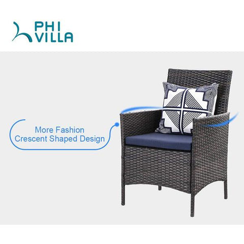 Rattan Steel Cushioned Patio Chairs, Outdoor Chairs, Set of 2