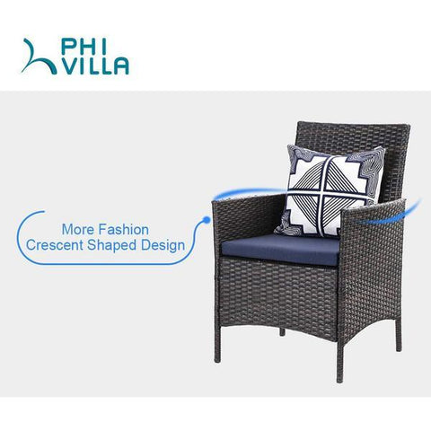 7-Piece Rattan Steel Cushioned Patio Chairs & Steel Panel Table Outdoor Dining Set