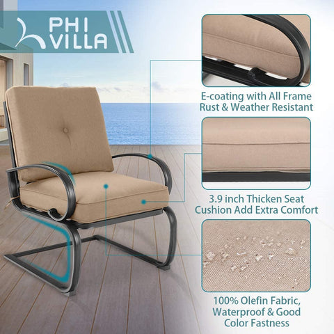 C-Spring Metal Cushioned Lounge Chairs