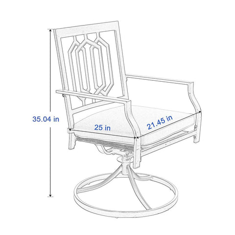 Outdoor Patio Swivel Dining Chairs fits Garden Backyard - Set of 2